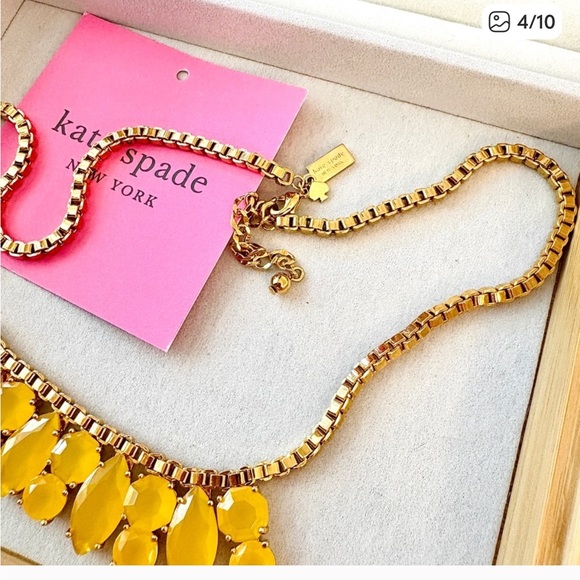 Kate Spade New York Yellow Gold Marquee Bib Victorian Statement Necklace Rare - Picture 2 of 8